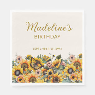 Sonnenblumen Schmetterling Damen Geburtstag Serviette