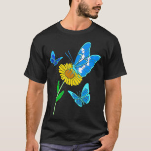 Sonnenblumen Schmetterling Für Frauen Blau Morpho T-Shirt