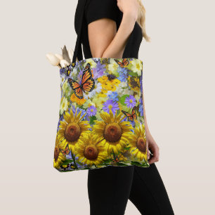 Sonnenblumen-Schmetterling-Tasche