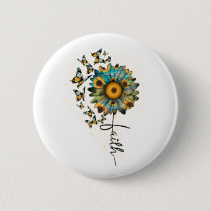 Sonnenblumen Schmetterlinge Christlich Religiös Gl Button