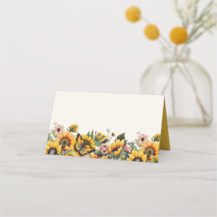 Sonnenblumen Schmetterlinge Gefaltete Party-Etiket Platzkarte