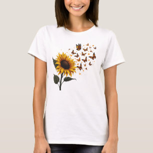 Sonnenblumen & Schmetterlinge Vintage Kunst T-Shirt
