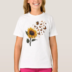 Sonnenblumen & Schmetterlinge Vintage Kunst T-Shirt