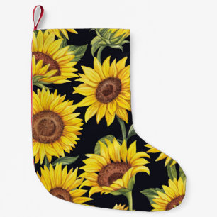 Sonnenblumen, Schmetterlinge, Wasserfarbe schwarze Kleiner Weihnachtsstrumpf