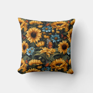 Sonnenblumen Schmetterlinge Wilde Blumen Kissen
