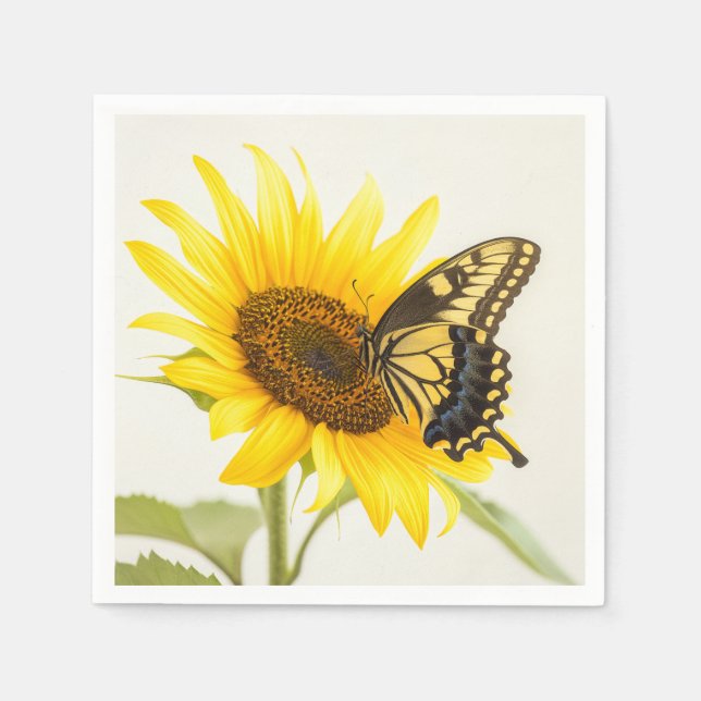 Sonnenblumen-Schmetterlingsgarten-Gelbe-Blumen-Ser Serviette (Vorderseite)