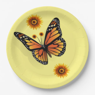 Sonnenblumen Schmetterlingspapier-Teller Pappteller