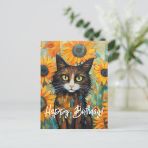 Sonnenblumen-Schnurrhaare Entzücken Katzenliebhabe Postkarte