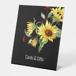 Sonnenblumen Schwarze Dusche Schild Wasserfarbe