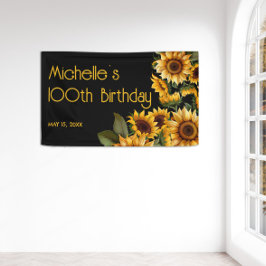 Sonnenblumen Schwarze Rustikale Elegant 100. Gebur Banner