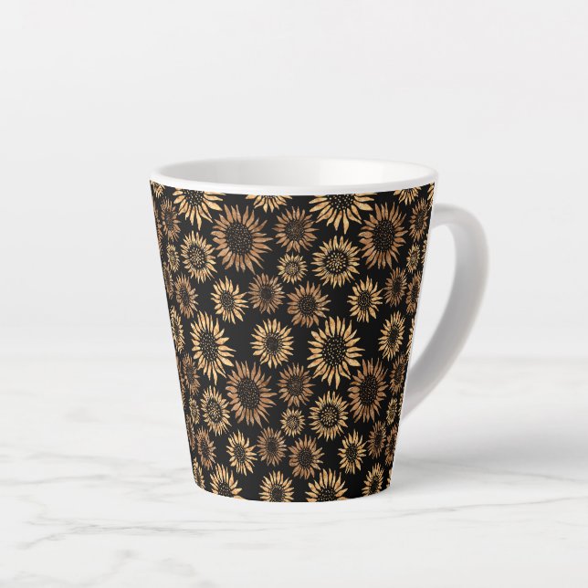 Sonnenblumen schwarzes Gold elegant Milchtasse (Rechte Ecke)