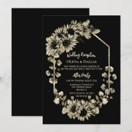 Sonnenblumen Schwarzes Hochzeitsempfang Einladung