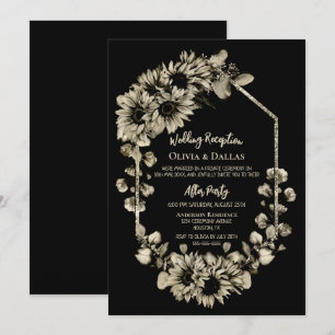 Sonnenblumen Schwarzes Hochzeitsempfang Einladung