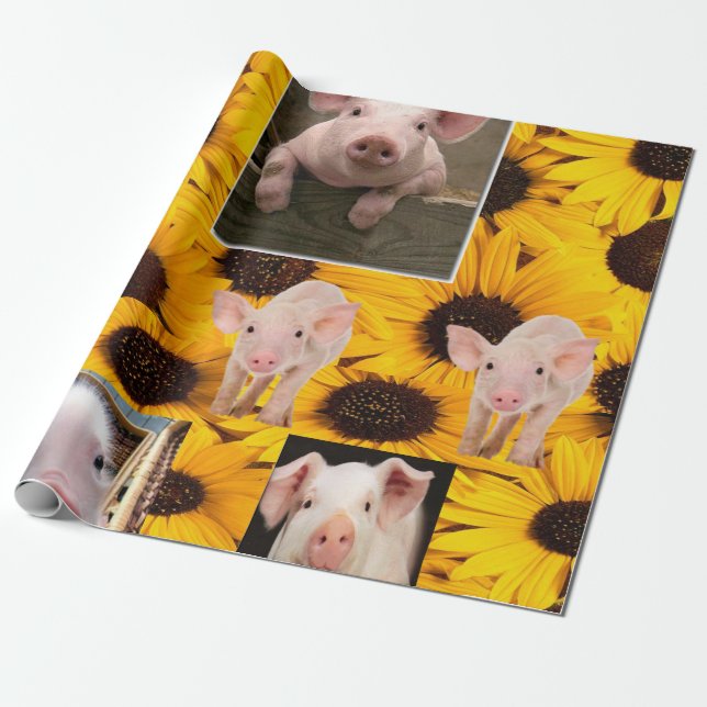 Sonnenblumen Schwein Matte Wrapping Paper Geschenkpapier (Ungerollt)