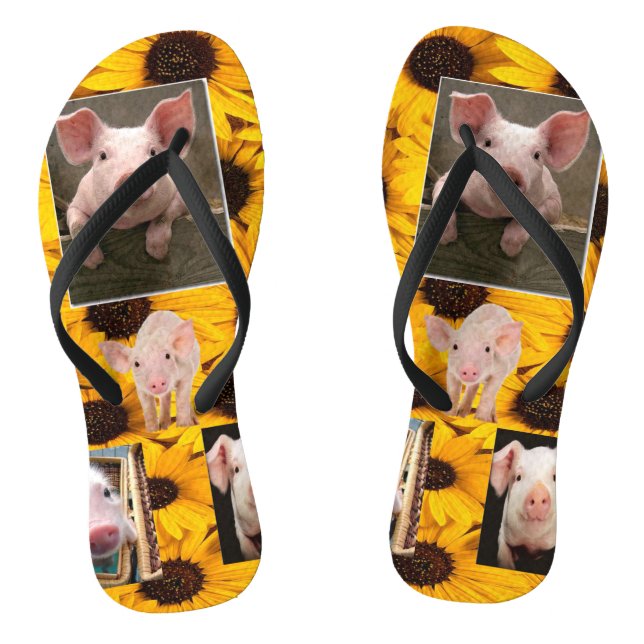 Sonnenblumen-Schweine-Flip-Flops Flip Flops (Fußbett)