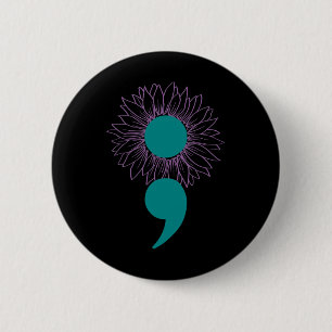 Sonnenblumen Semicolon Suicide Bewusstsein Mentale Button