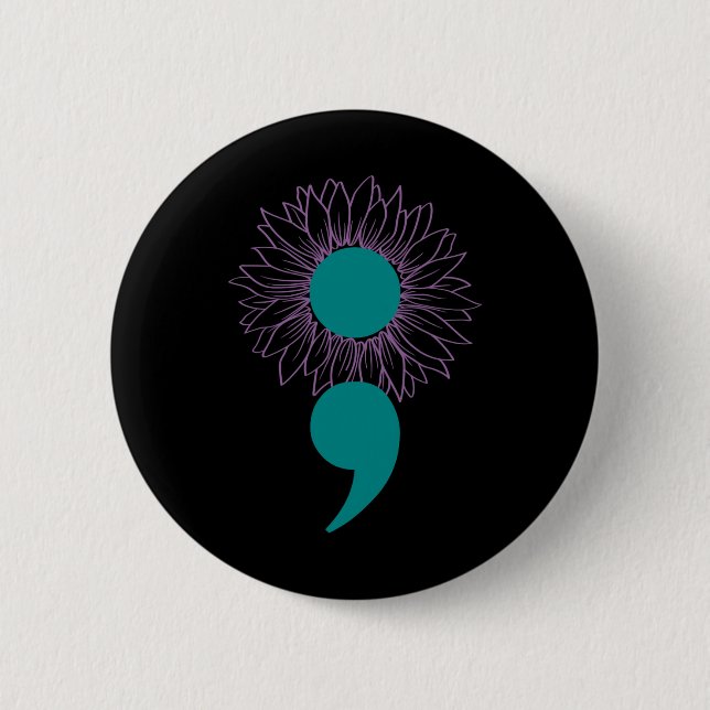 Sonnenblumen Semicolon Suicide Bewusstsein Mentale Button (Vorderseite)