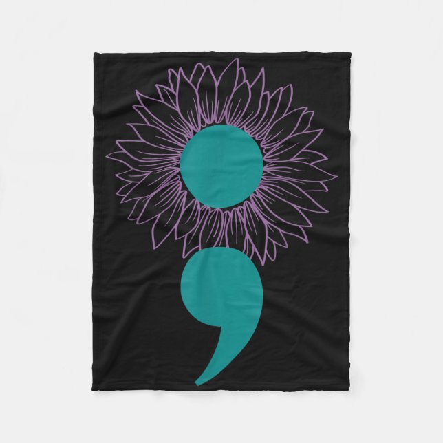 Sonnenblumen Semicolon Suicide Bewusstsein Mentale Fleecedecke (Vorderseite)
