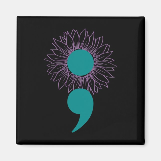 Sonnenblumen Semicolon Suicide Bewusstsein Mentale Magnet (Vorne)