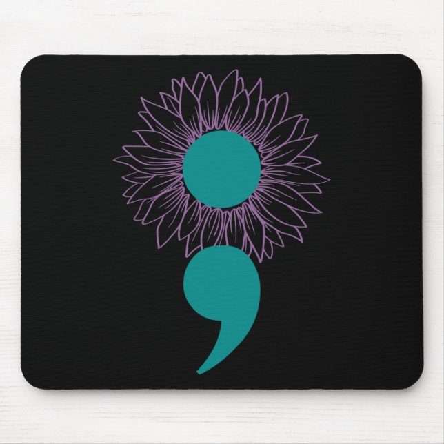 Sonnenblumen Semicolon Suicide Bewusstsein Mentale Mousepad (Vorne)