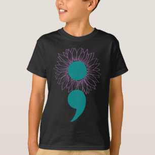 Sonnenblumen Semicolon Suicide Bewusstsein Mentale T-Shirt