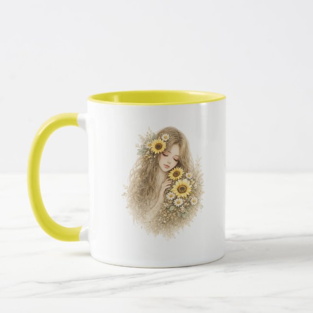 Sonnenblumen Serenity Floral Mädchen Tasse (Links)
