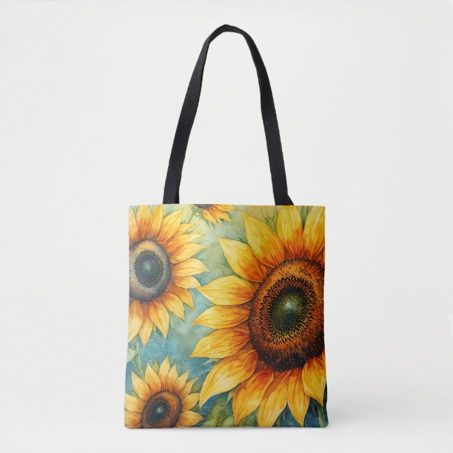 Sonnenblumen Serenity Leinwand Tasche (Vorderseite)