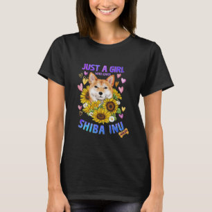Sonnenblumen Shiba Inu Mädchen liebt Hund T-Shirt
