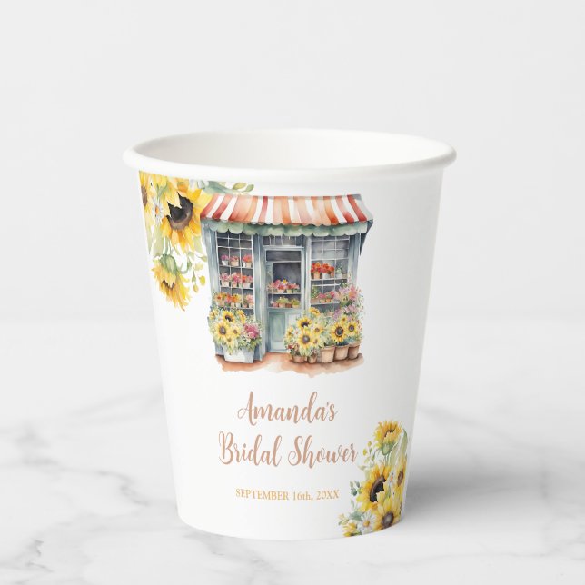 Sonnenblumen Sie ist vom Brautparty Pappbecher (Vorderseite)