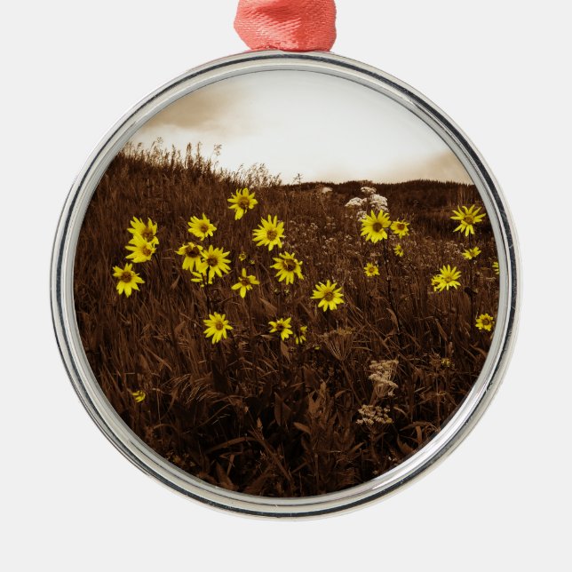 Sonnenblumen Silbernes Ornament (Vorne)