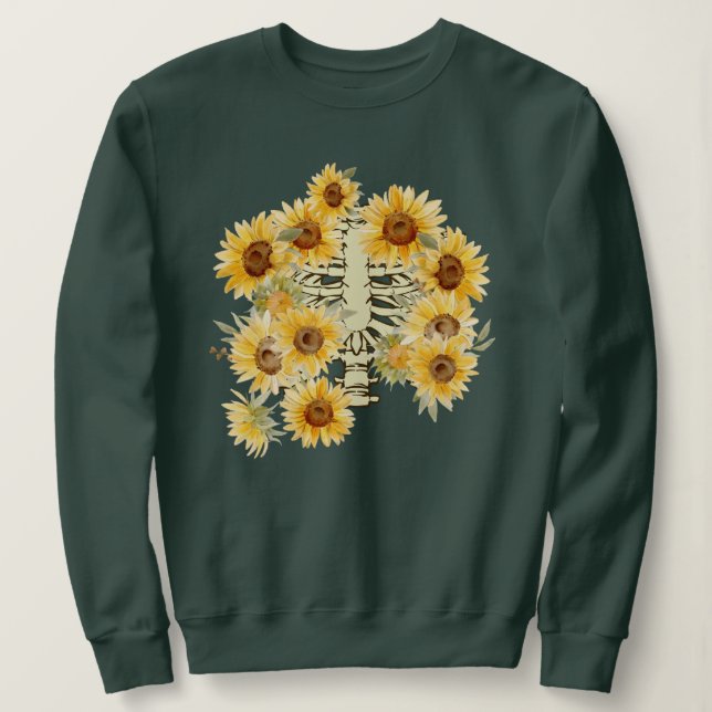 Sonnenblumen Skelett Pflanze Body Sweatshirt (Design vorne)
