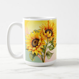 Sonnenblumen Sommer Gelb Wasserfarbe Kaffeetasse