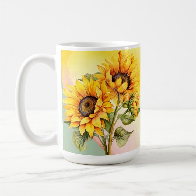 Sonnenblumen Sommer Gelb Wasserfarbe Kaffeetasse (Links)