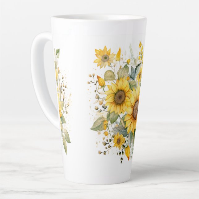 Sonnenblumen Sommer Latte Porzellan Cup Milchtasse (Linke Ecke)