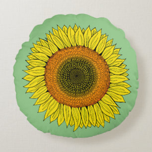 Sonnenblumen Sommerhandschuh Rundes Kissen