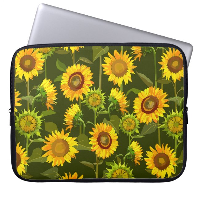 Sonnenblumen Sommernahtloses Muster Laptopschutzhülle (Vorderseite)