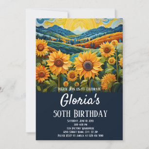 Sonnenblumen Sonnenaufgang 50. Geburtstagsparty OD Einladung