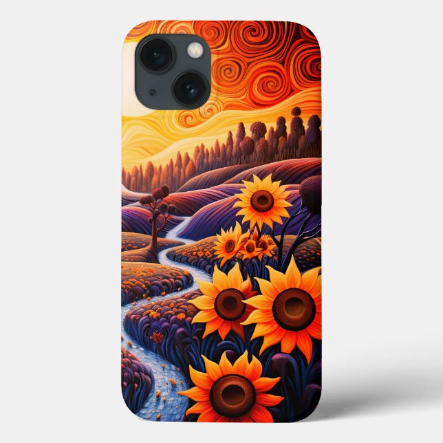 Sonnenblumen Sonnenaufgang Abstrakte Natur Illustr Case-Mate iPhone Hülle (Rückseite)