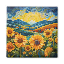 Sonnenblumen Sonnenaufgang Abstrakte Natur Illustr