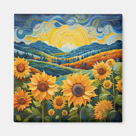 Sonnenblumen Sonnenaufgang Abstrakte Natur Illustr Magnet