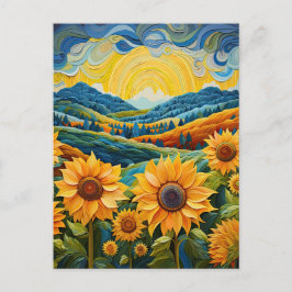 Sonnenblumen Sonnenaufgang Abstrakte Natur Illustr Postkarte