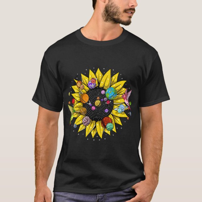Sonnenblumen Sonnensystem T-Shirt (Vorderseite)