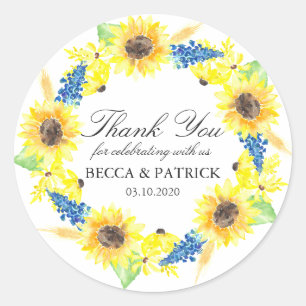 Sonnenblumen Sonniger Sommer Hochzeitsticker Runder Aufkleber
