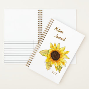 Sonnenblumen-Spiralenskizze/liniertes Journal anpa Notizbuch