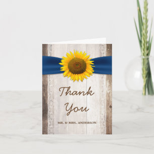 Sonnenblumen Spitzen Marine Ribbon Barn Wood Viele Dankeskarte