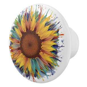Sonnenblumen Splash Art Keramikknauf