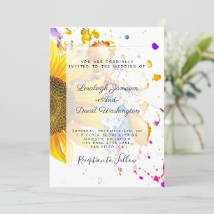 Sonnenblumen-Splatter-Hochzeitseinladung Einladung