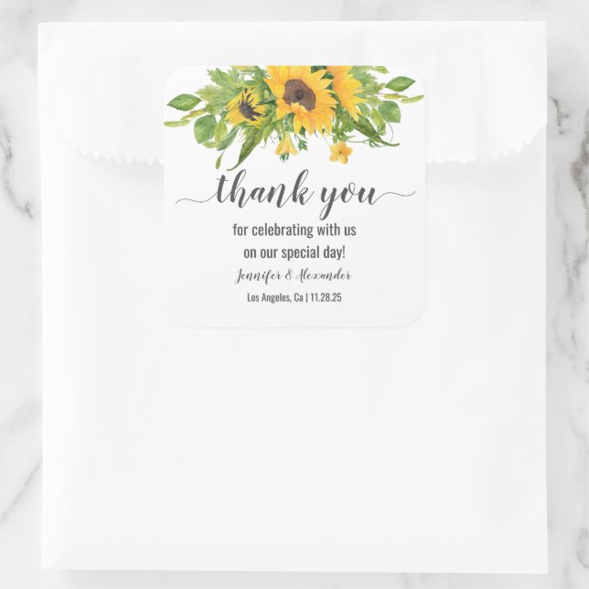 Sonnenblumen Square Sticker (Tasche)