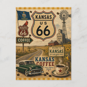 Sonnenblumen-Staat Route 66 Grüße Postkarte