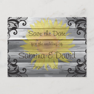 Sonnenblumen Stallholz-Sammlung Save the Date Ankündigungspostkarte
